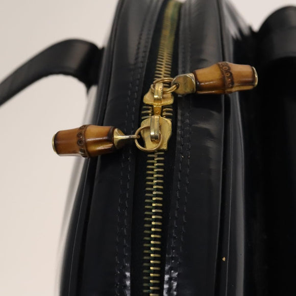 GUCCI Shoulder Bag Patent leather Navy Gold 001 090 1649 Auth yk18606