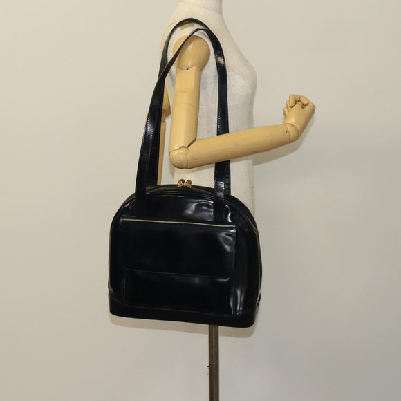 GUCCI Shoulder Bag Patent leather Navy Gold 001 090 1649 Auth yk18606