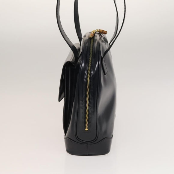 GUCCI Shoulder Bag Patent leather Navy Gold 001 090 1649 Auth yk18606