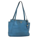 PRADA Tote Bag Leather Blue Gold Auth yk18608-1