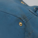 PRADA Tote Bag Leather Blue Gold Auth yk18608-9