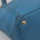 PRADA Tote Bag Leather Blue Gold Auth yk18608-14