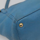 PRADA Tote Bag Leather Blue Gold Auth yk18608-16