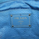 PRADA Tote Bag Leather Blue Gold Auth yk18608-18