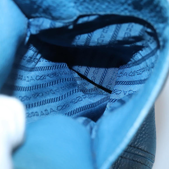 PRADA Tote Bag Leather Blue Gold Auth yk18608