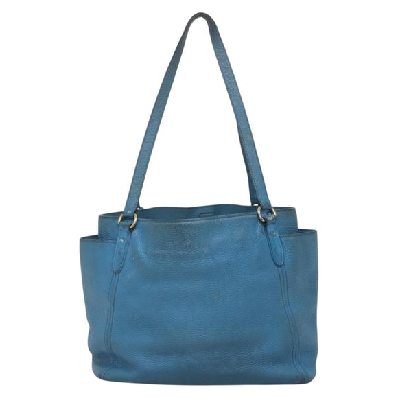 PRADA Tote Bag Leather Blue Gold Auth yk18608