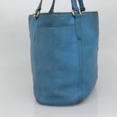 PRADA Tote Bag Leather Blue Gold Auth yk18608-3