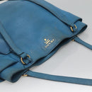 PRADA Tote Bag Leather Blue Gold Auth yk18608-6