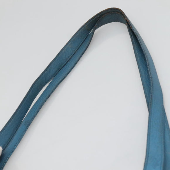 PRADA Tote Bag Leather Blue Gold Auth yk18608