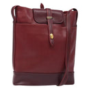 CARTIER Shoulder Bag Leather Bordeaux Gold Auth yk18612-1