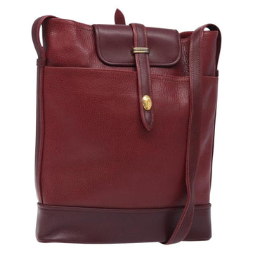 CARTIER Shoulder Bag Leather Bordeaux Gold Auth yk18612