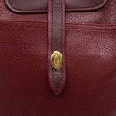 CARTIER Shoulder Bag Leather Bordeaux Gold Auth yk18612-14