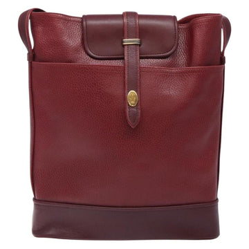 CARTIER Shoulder Bag Leather Bordeaux Gold Auth yk18612 - 0