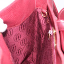CARTIER Shoulder Bag Leather Bordeaux Gold Auth yk18612-20