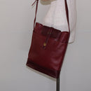 CARTIER Shoulder Bag Leather Bordeaux Gold Auth yk18612-23