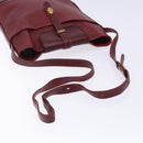 CARTIER Shoulder Bag Leather Bordeaux Gold Auth yk18612-7