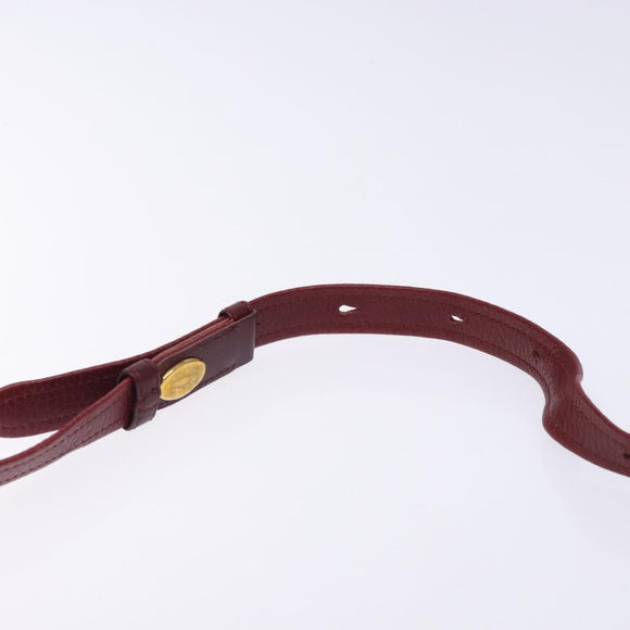 CARTIER Shoulder Bag Leather Bordeaux Gold Auth yk18612