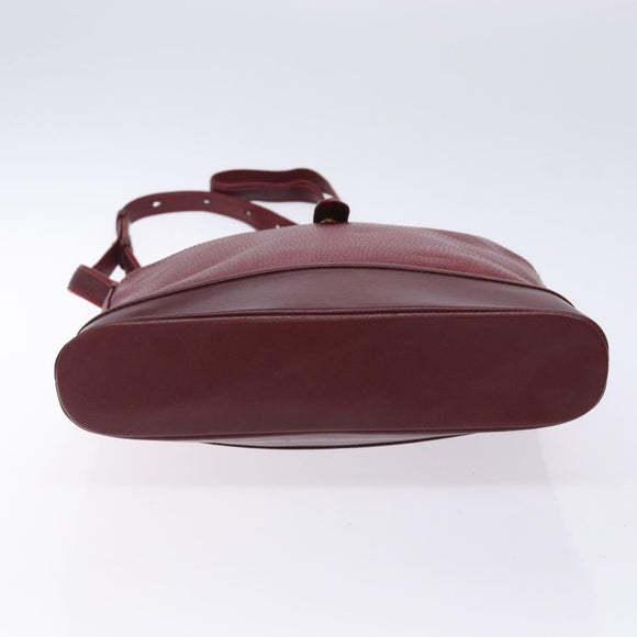 CARTIER Shoulder Bag Leather Bordeaux Gold Auth yk18612