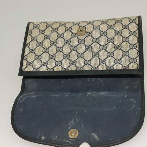 GUCCI GG Supreme Sherry Line Clutch Bag PVC Navy 89 01 030 Auth yk18615