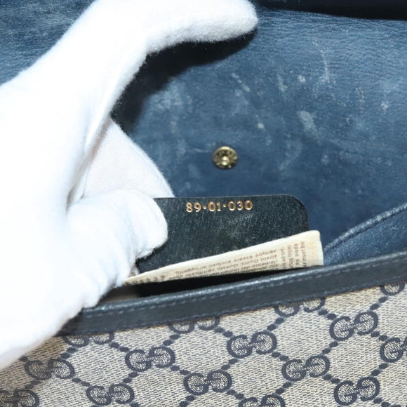 GUCCI GG Supreme Sherry Line Clutch Bag PVC Navy 89 01 030 Auth yk18615