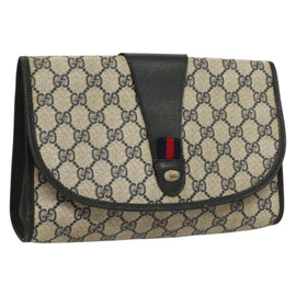 GUCCI GG Supreme Sherry Line Clutch Bag PVC Navy 89 01 030 Auth yk18615