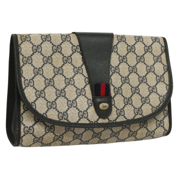 GUCCI GG Supreme Sherry Line Clutch Bag PVC Navy 89 01 030 Auth yk18615