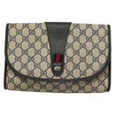 GUCCI GG Supreme Sherry Line Clutch Bag PVC Navy 89 01 030 Auth yk18615-13