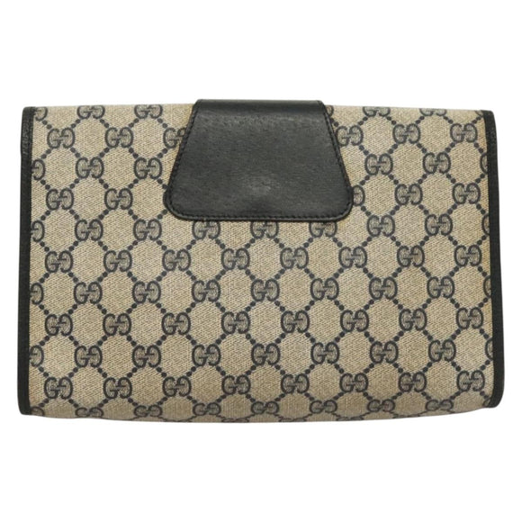 GUCCI GG Supreme Sherry Line Clutch Bag PVC Navy 89 01 030 Auth yk18615