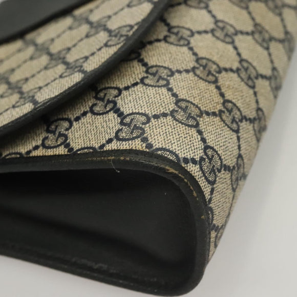 GUCCI GG Supreme Sherry Line Clutch Bag PVC Navy 89 01 030 Auth yk18615