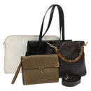 GUCCI Bamboo Bag Nylon Leather 4Set Black White Brown beige Auth yk18628-1