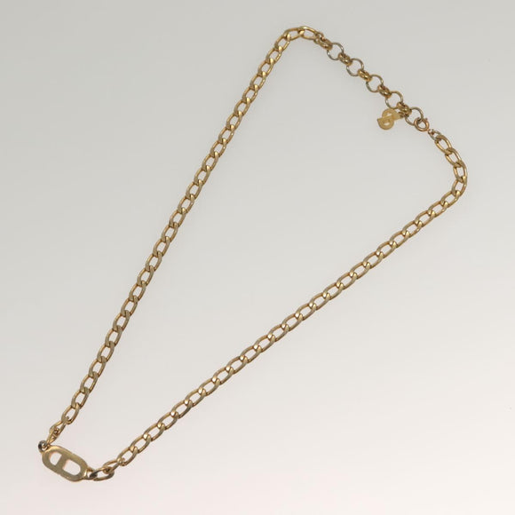 Christian Dior Ring Necklace Metal 2Set Silver Gold Tone Auth yk18632