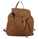 PRADA Backpack Nylon Brown Gold Auth yk18648-1