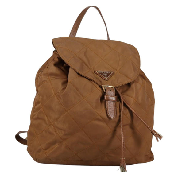 PRADA Backpack Nylon Brown Gold Auth yk18648
