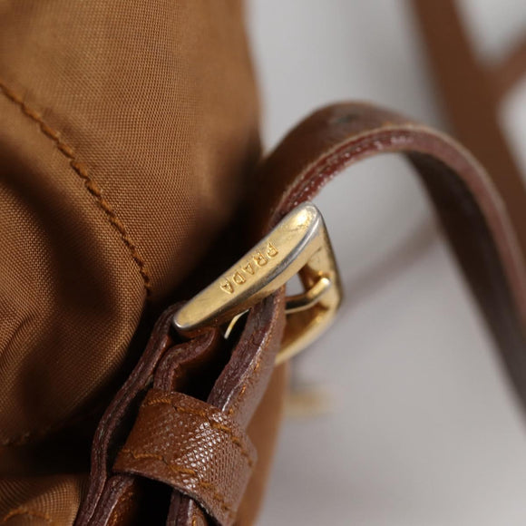 PRADA Backpack Nylon Brown Gold Auth yk18648