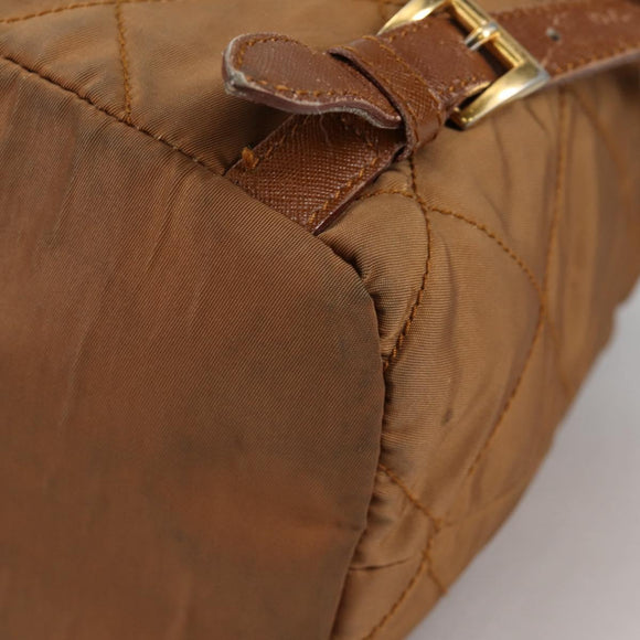 PRADA Backpack Nylon Brown Gold Auth yk18648