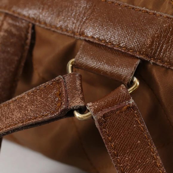 PRADA Backpack Nylon Brown Gold Auth yk18648