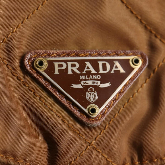 PRADA Backpack Nylon Brown Gold Auth yk18648