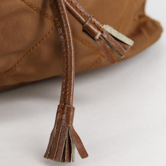 PRADA Backpack Nylon Brown Gold Auth yk18648