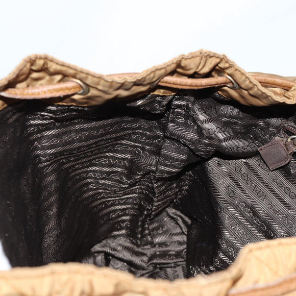 PRADA Backpack Nylon Brown Gold Auth yk18648