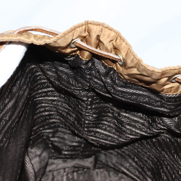 PRADA Backpack Nylon Brown Gold Auth yk18648