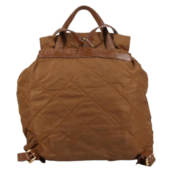 PRADA Backpack Nylon Brown Gold Auth yk18648