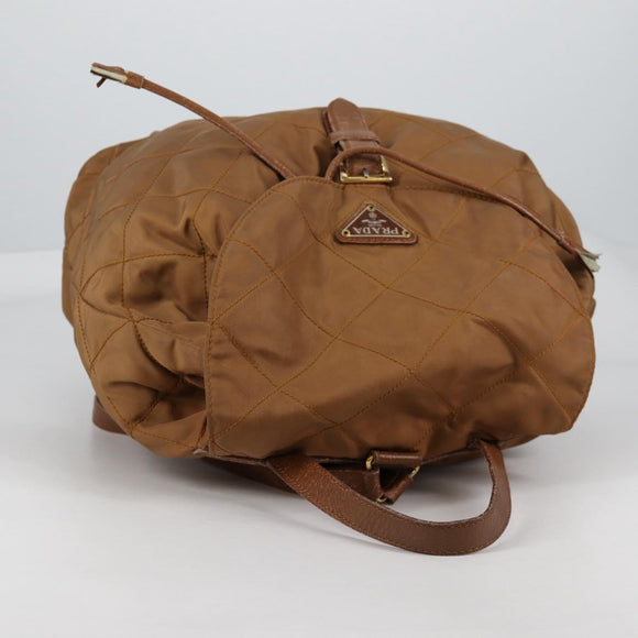 PRADA Backpack Nylon Brown Gold Auth yk18648