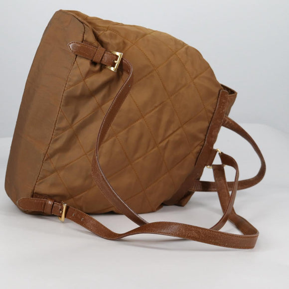 PRADA Backpack Nylon Brown Gold Auth yk18648