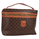 CELINE Macadam Canvas Vanity Pouch PVC Leather Brown Gold Auth yk18672V-1