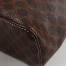 CELINE Macadam Canvas Vanity Pouch PVC Leather Brown Gold Auth yk18672V-15