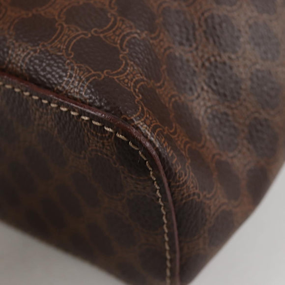 CELINE Macadam Canvas Vanity Pouch PVC Leather Brown Gold Auth yk18672V