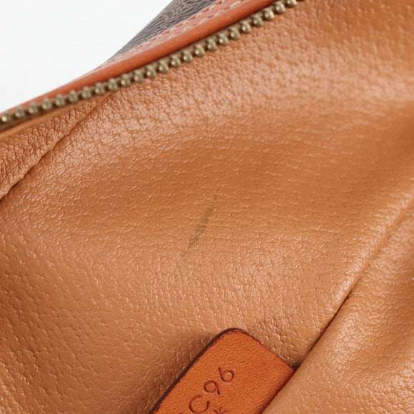 CELINE Macadam Canvas Vanity Pouch PVC Leather Brown Gold Auth yk18672V