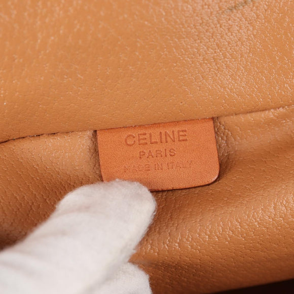 CELINE Macadam Canvas Vanity Pouch PVC Leather Brown Gold Auth yk18672V