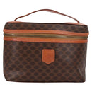 CELINE Macadam Canvas Vanity Pouch PVC Leather Brown Gold Auth yk18672V-13