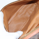 CELINE Macadam Canvas Vanity Pouch PVC Leather Brown Gold Auth yk18672V-11